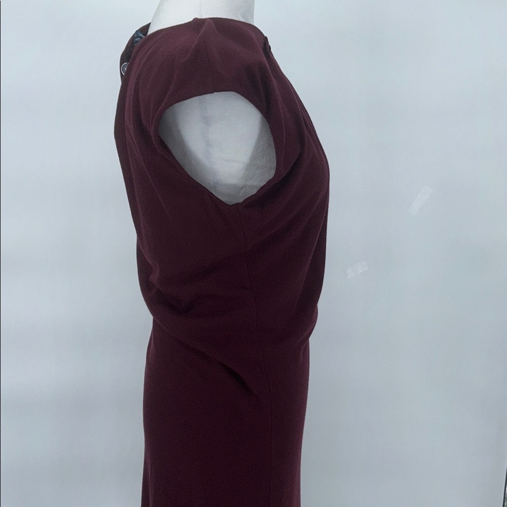 Ralph Lauren Women’s Burgundy Wool Blend Pleated Dress Size L Midi Elegant - Picture 4 of 9